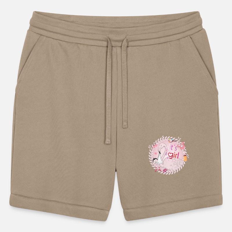 Flamingo with baby and baby paraphernalia in pink