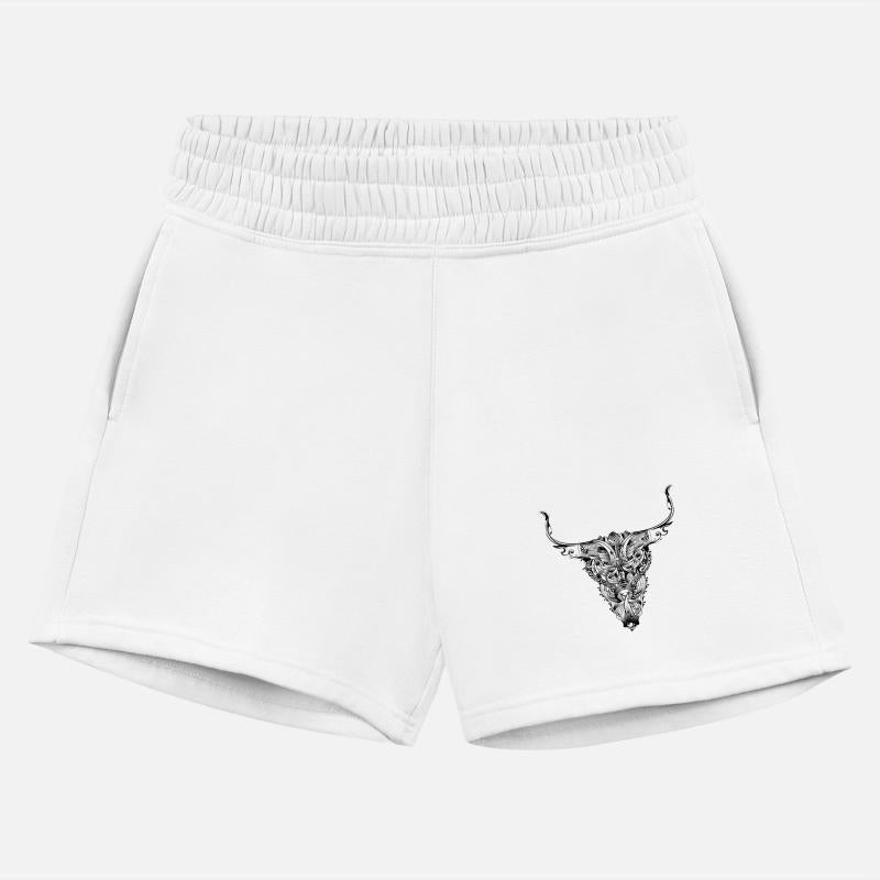 Floral bull skull in a mystical tattoo style