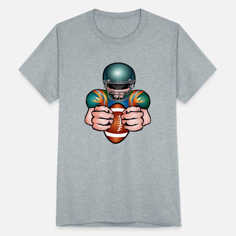 Football player with football helmet and game ball