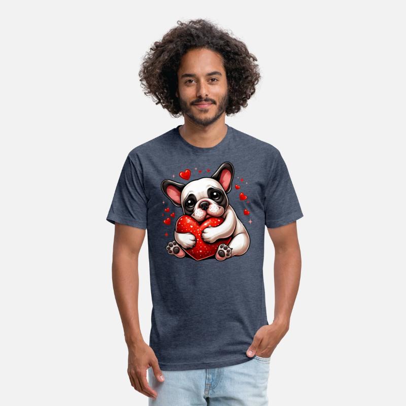 Frenchie Hugging A Heart Shapped Pillow