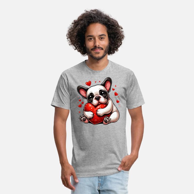 Frenchie Hugging A Heart Shapped Pillow