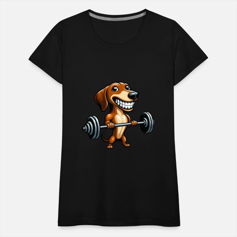 Funny Dachshund with dumbbell dog workout