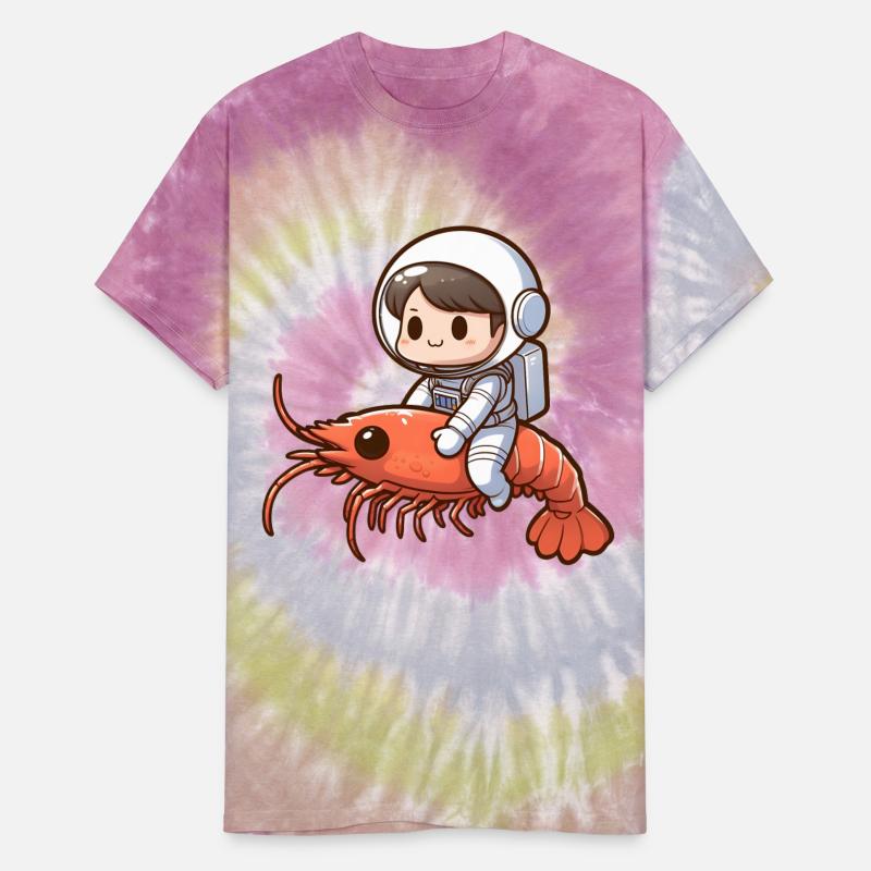 Galactic shrimp trip with astronaut