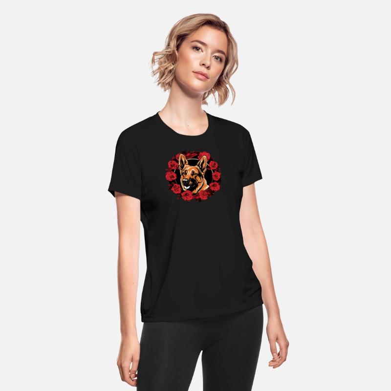 German Shepherd Funny Dog Girlie Style Red Roses