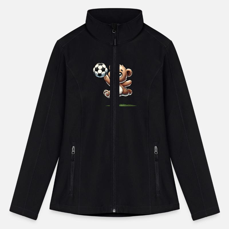 happy bear playing with a soccer ball