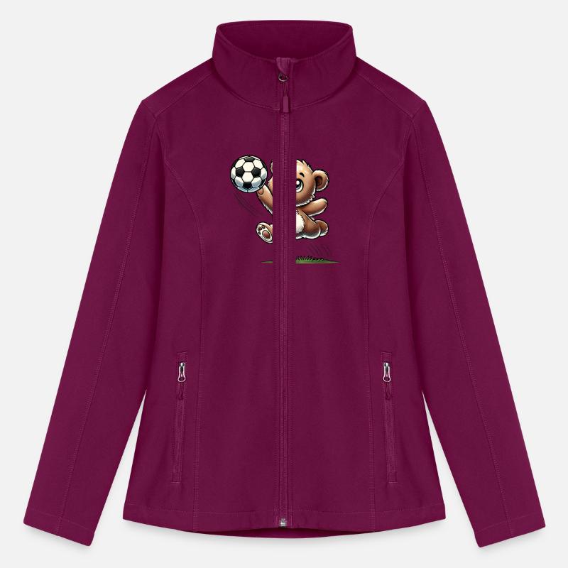 happy bear playing with a soccer ball