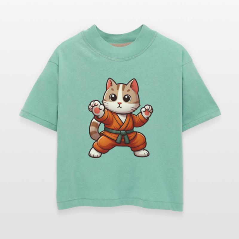 Orange Belted Kitty in Karate Pose