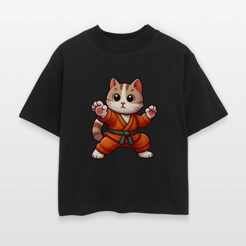 Orange Belted Kitty in Karate Pose