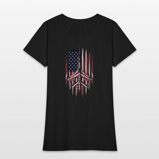 Patriotic Fighter Jet American Flag Art