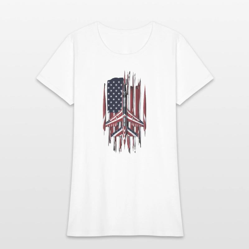 Patriotic Fighter Jet American Flag Art