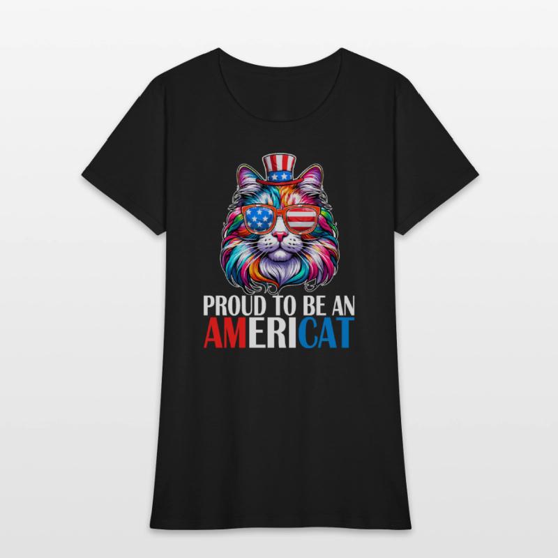 Proud Americat USA Flag American Citizen Cat Lover