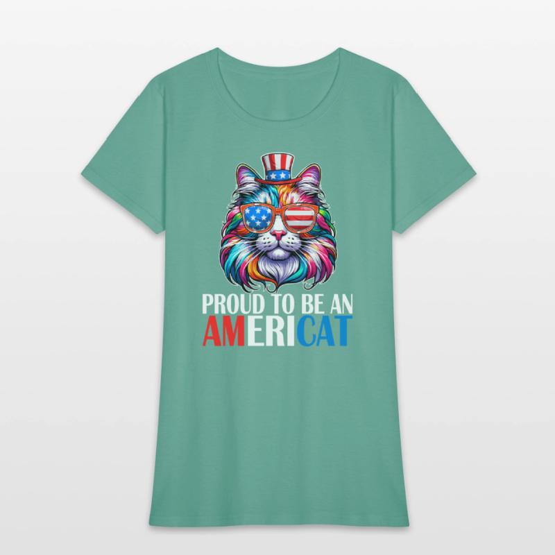 Proud Americat USA Flag American Citizen Cat Lover