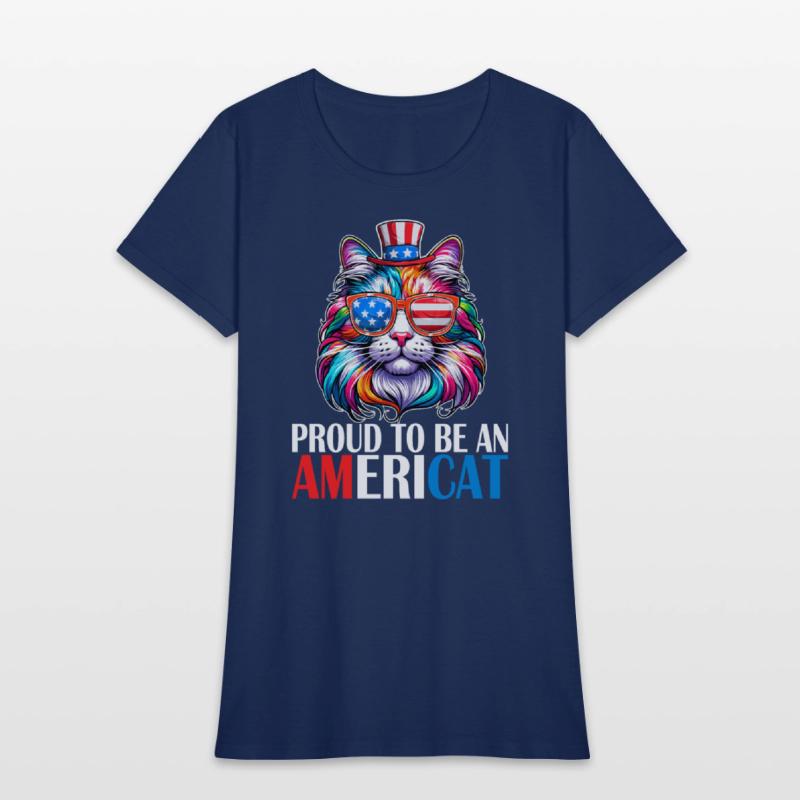 Proud Americat USA Flag American Citizen Cat Lover