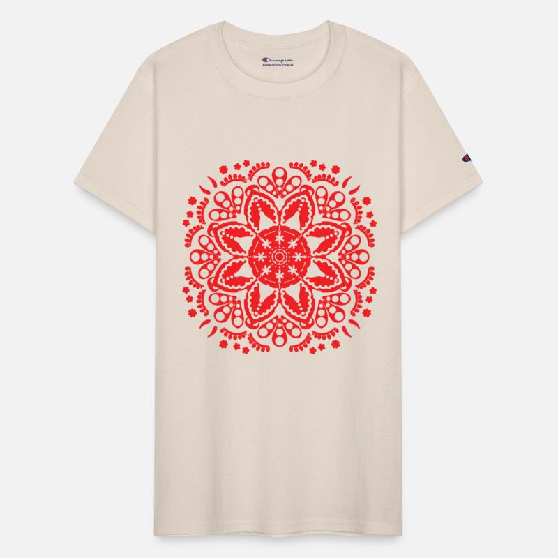 Red floral lace pattern