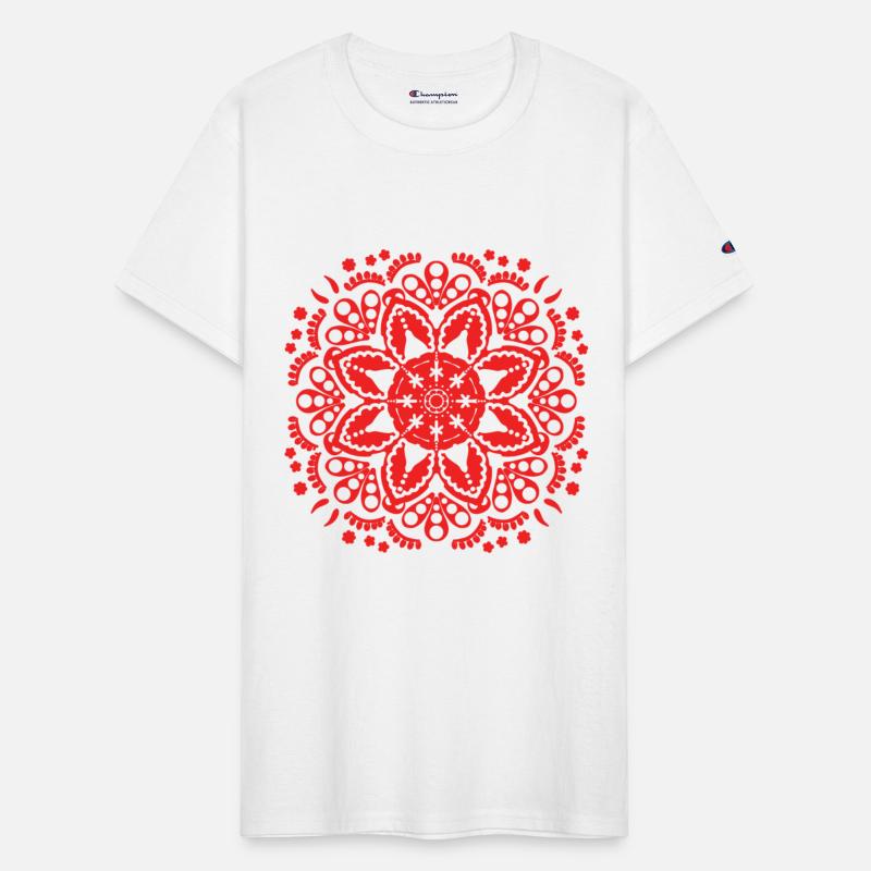 Red floral lace pattern