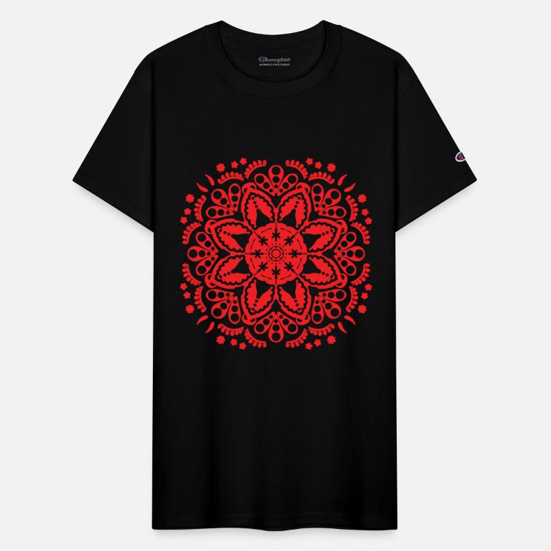 Red floral lace pattern