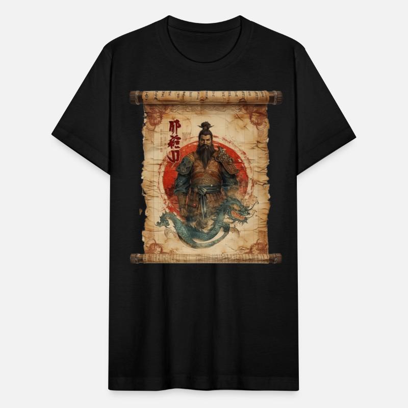 Retro Dragon Papyrus Scroll Japanese Art Sunset