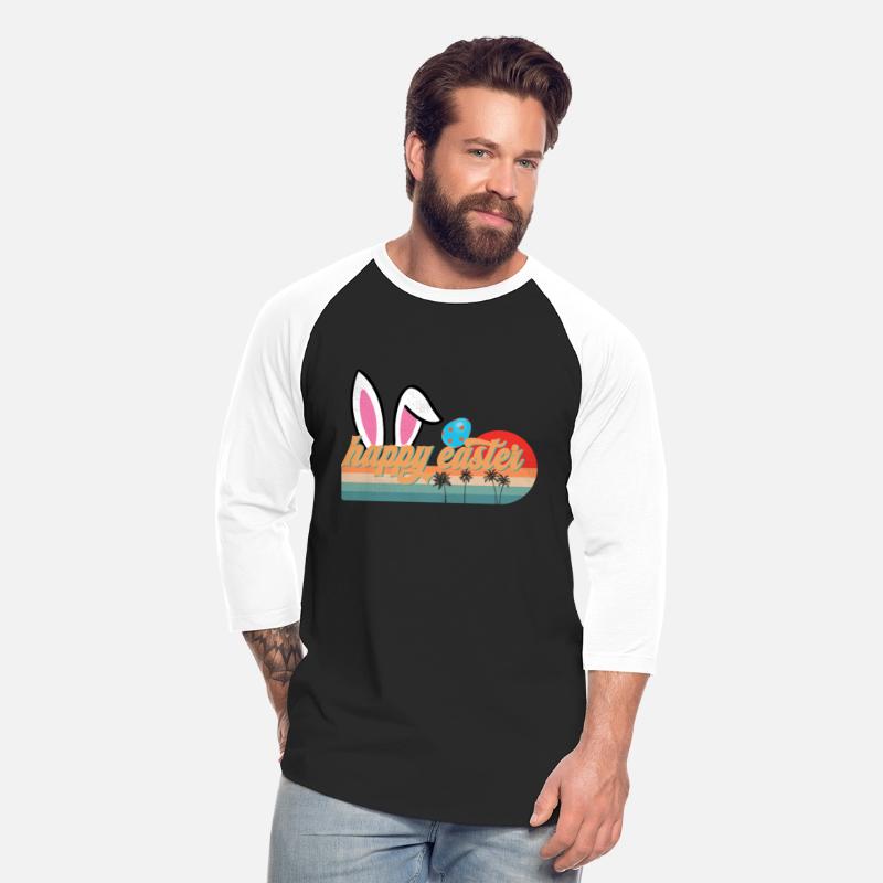 Retro Happy Easter Bunny with Palm Trees Design