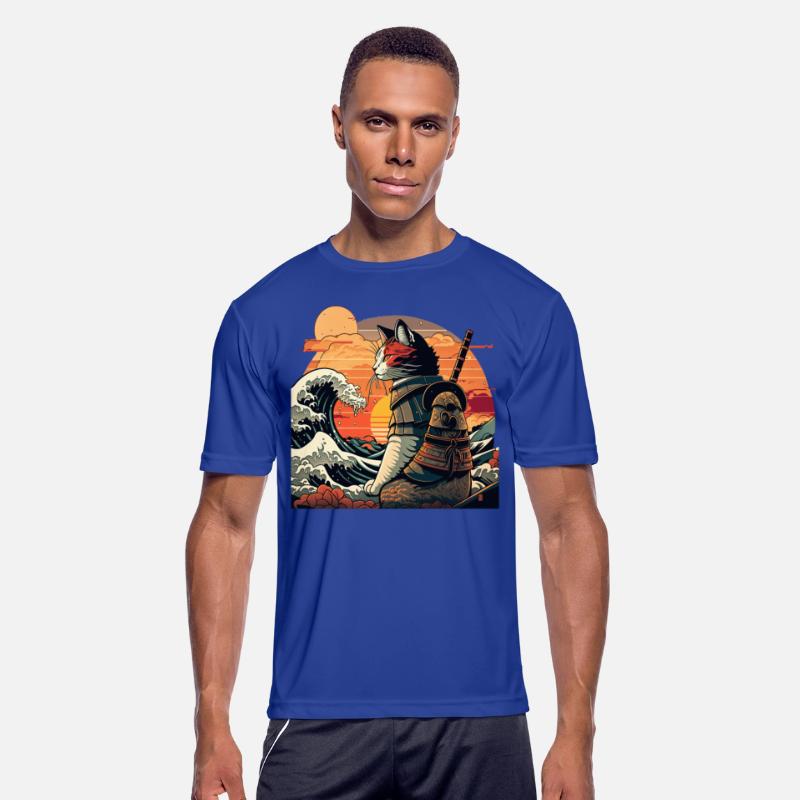 Retro samurai cat The Great Wave Hokusai