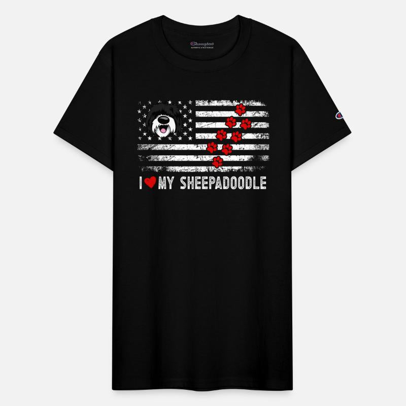 Sheepadoodle Doodle Dog Flag 4th Of July Patriotic