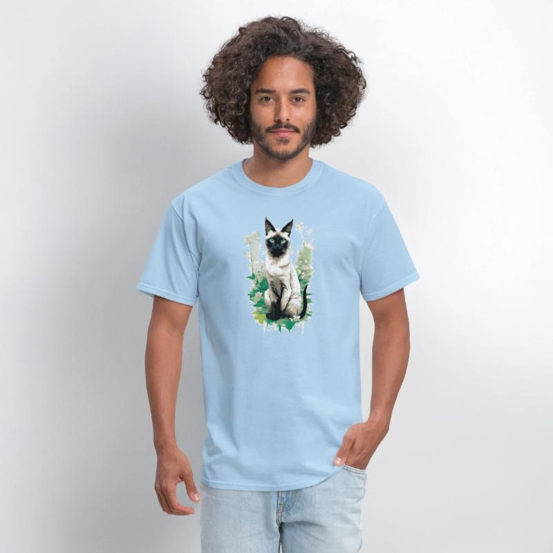 Siamese Cat And Spring Flowers