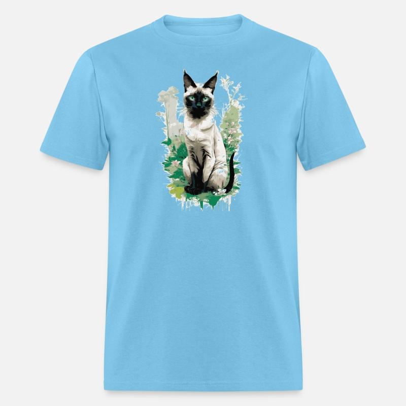 Siamese Cat And Spring Flowers