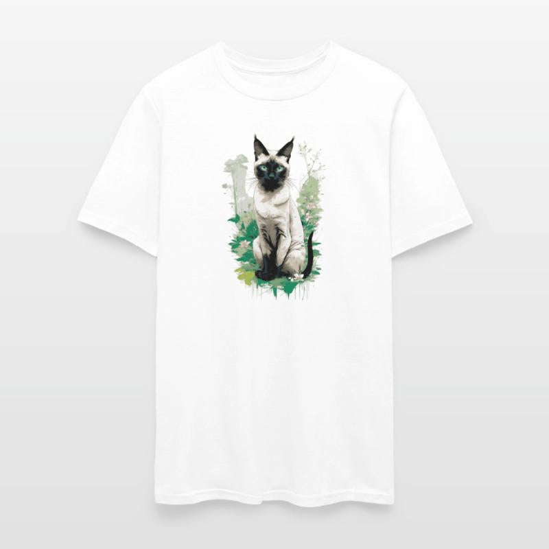 Siamese Cat And Spring Flowers