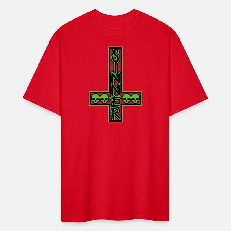 Sinner On Inverted Cross Red And Green