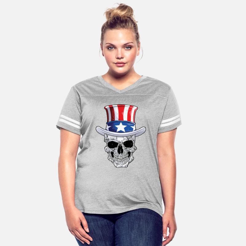 Skull 4th of July T shirt Uncle Sam American Flag Men Women