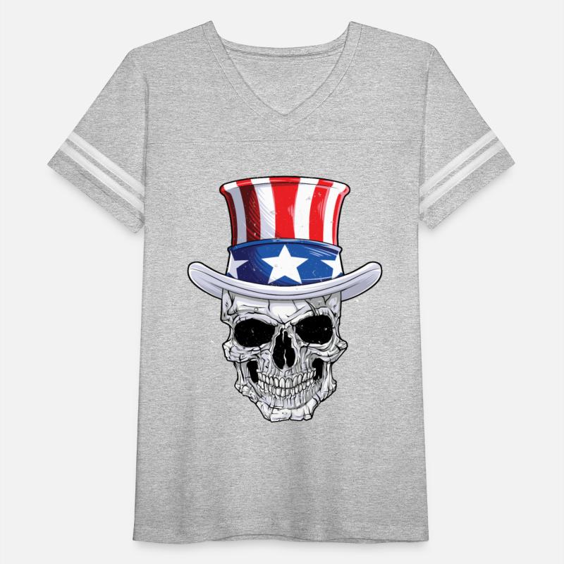 Skull 4th of July T shirt Uncle Sam American Flag Men Women