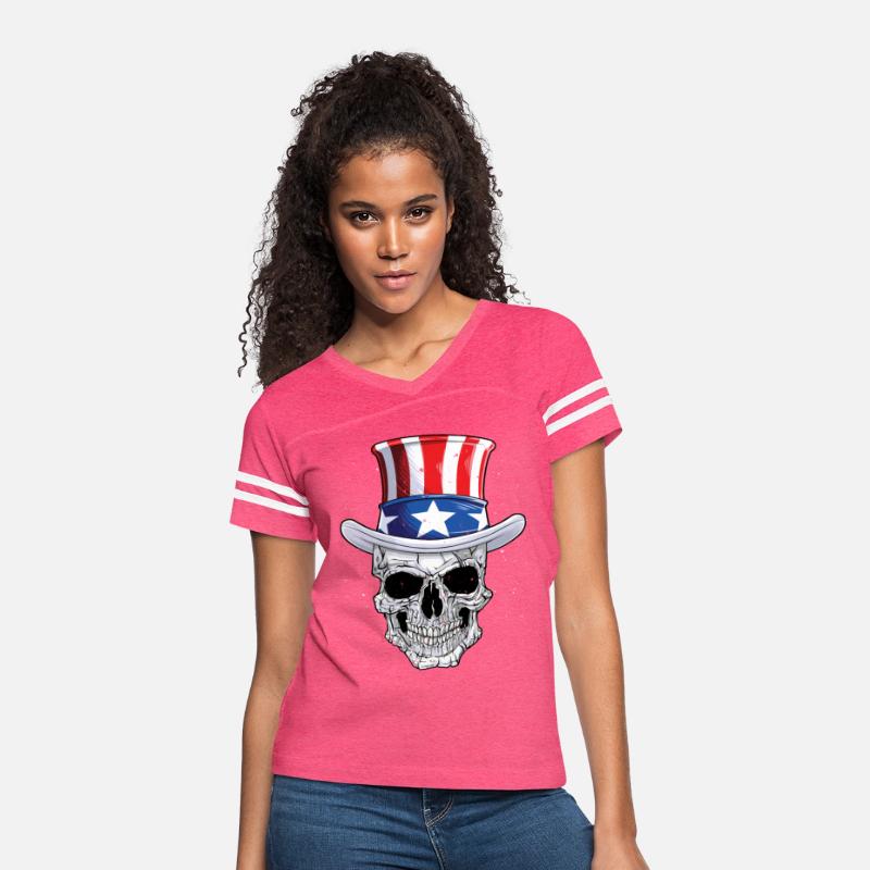 Skull 4th of July T shirt Uncle Sam American Flag Men Women