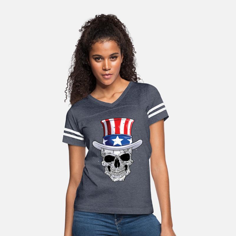 Skull 4th of July T shirt Uncle Sam American Flag Men Women
