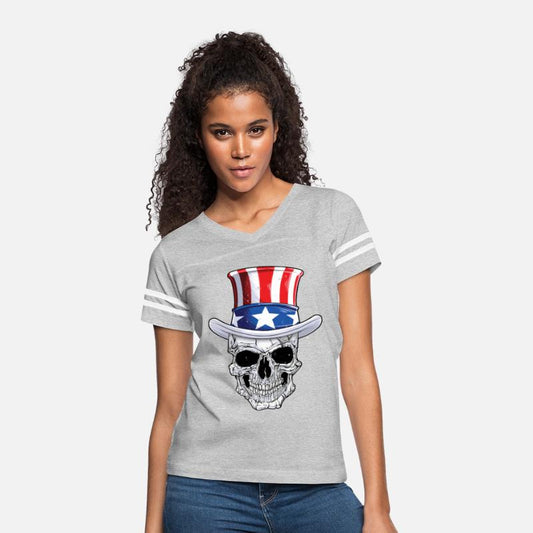 Skull 4th of July T shirt Uncle Sam American Flag Men Women