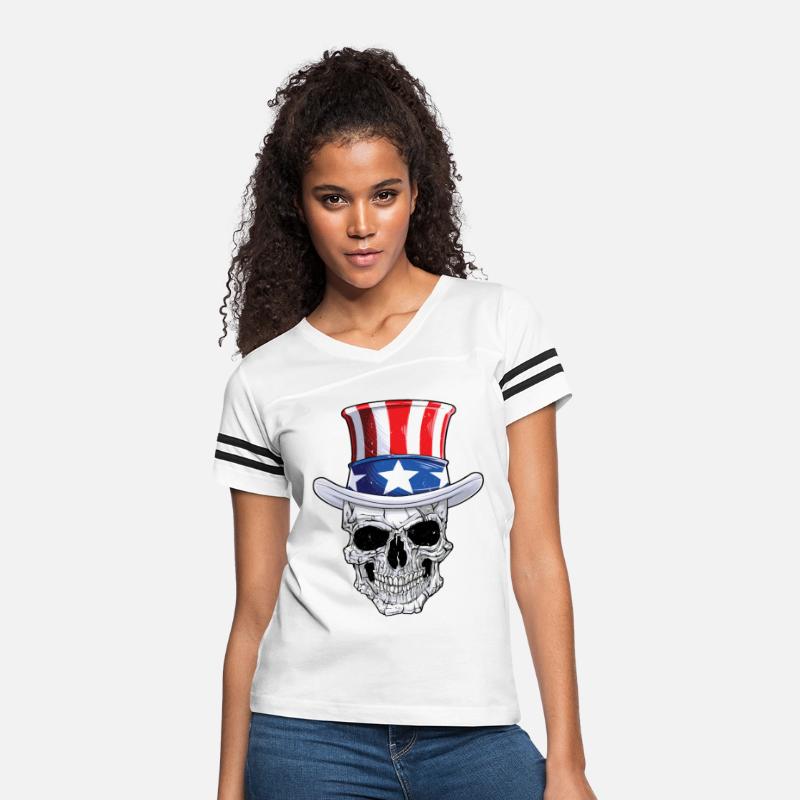 Skull 4th of July T shirt Uncle Sam American Flag Men Women