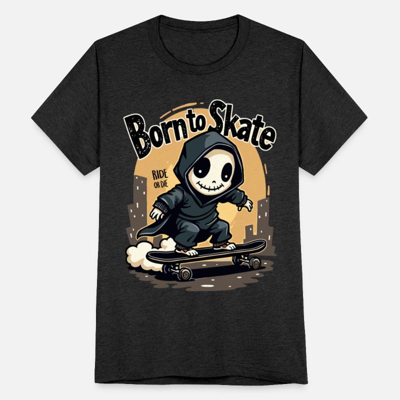 Skull Born to Skate Skater Skateboard