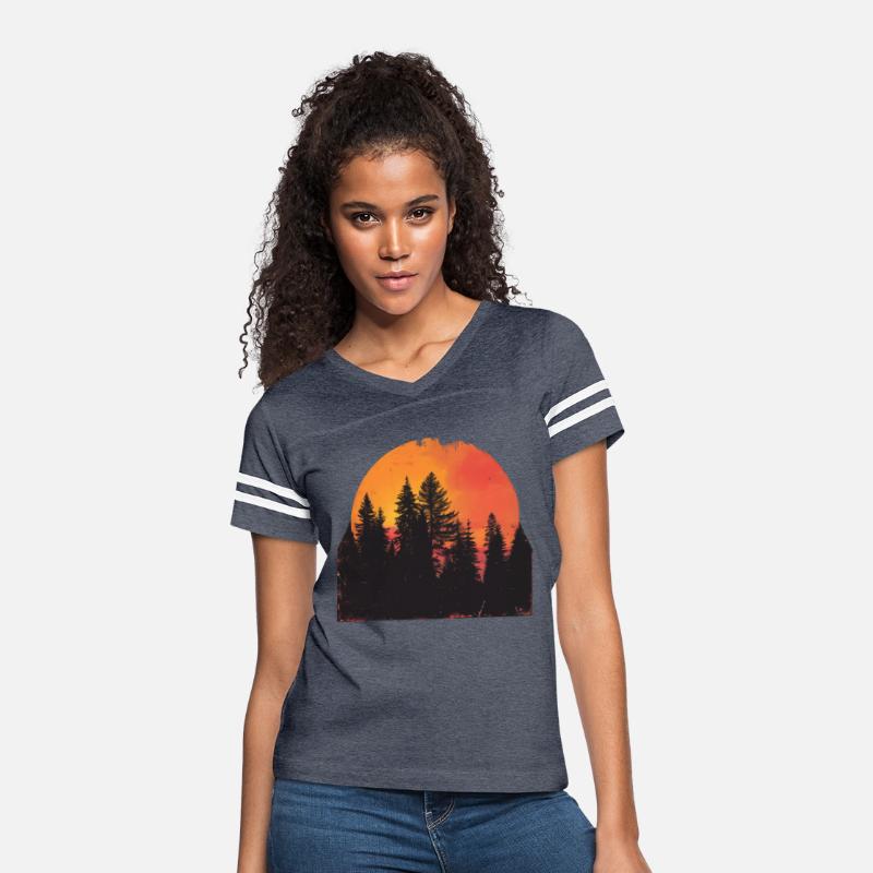Sunset Forest Silhouette Outdoor Retro 80s Vibe 2