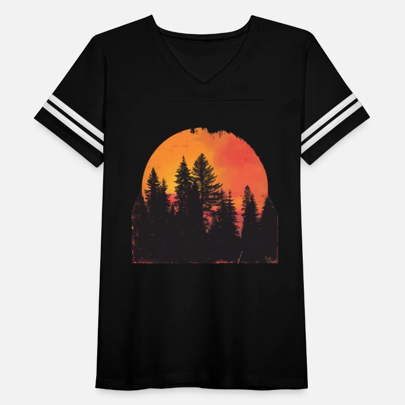 Sunset Forest Silhouette Outdoor Retro 80s Vibe 2