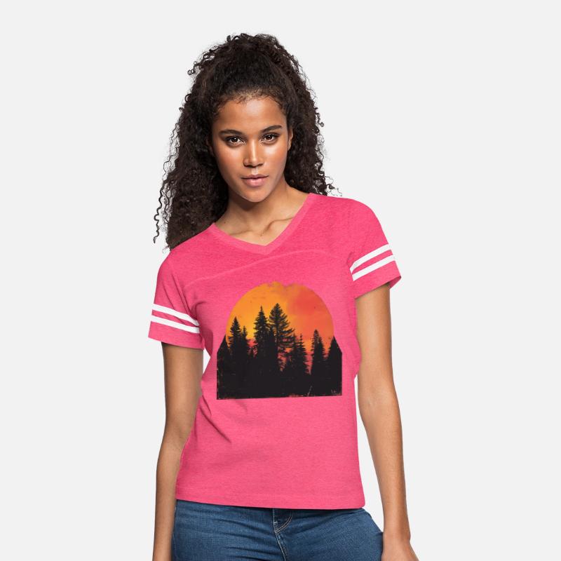 Sunset Forest Silhouette Outdoor Retro 80s Vibe 2