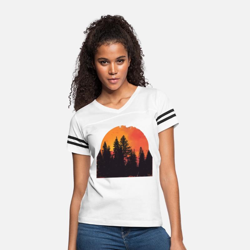 Sunset Forest Silhouette Outdoor Retro 80s Vibe 2