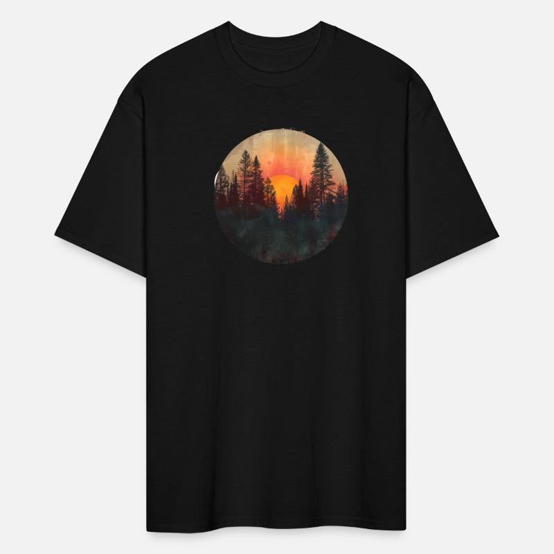Sunset Forest Silhouette Outdoor Retro 80s Vibe 3