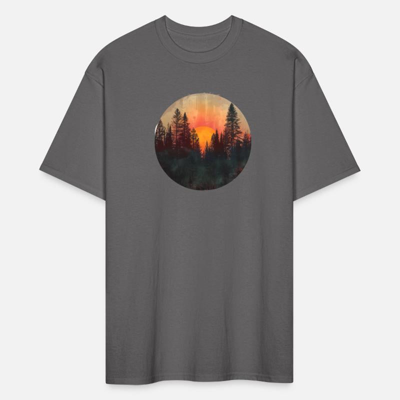 Sunset Forest Silhouette Outdoor Retro 80s Vibe 3