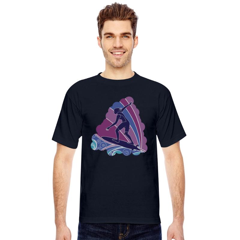 Surfing Girl with Vibrant Waves