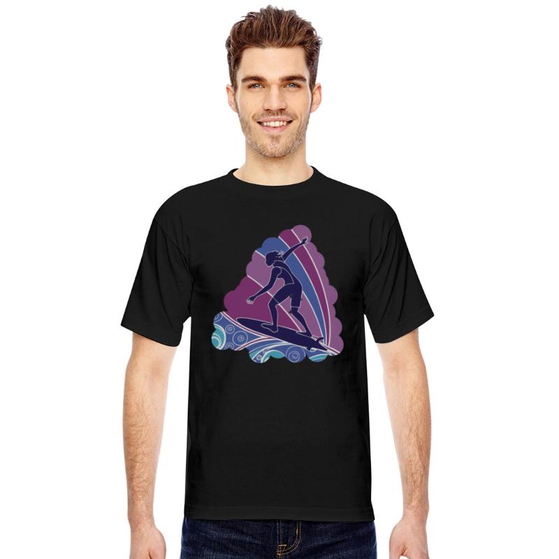 Surfing Girl with Vibrant Waves