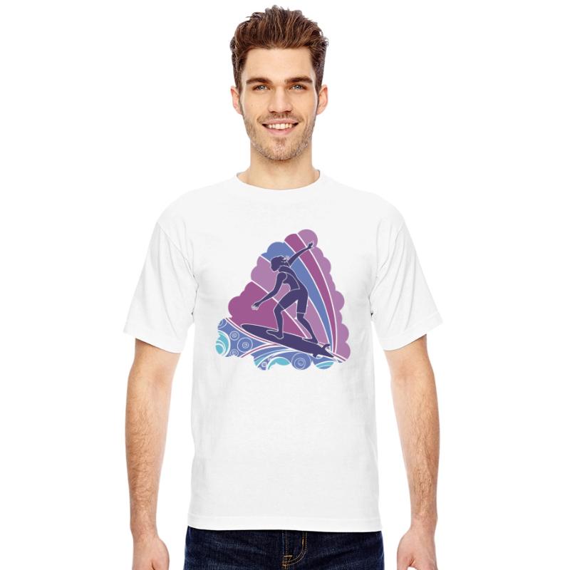 Surfing Girl with Vibrant Waves