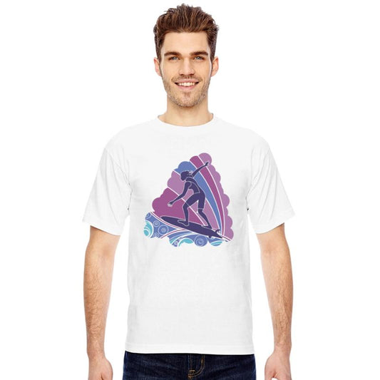 Surfing Girl with Vibrant Waves