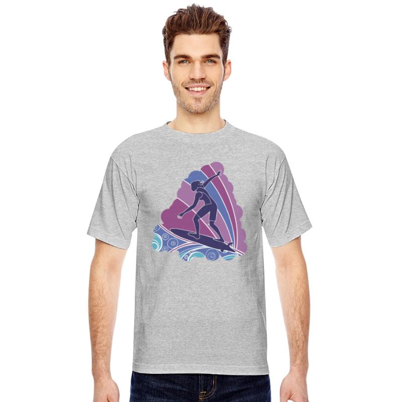 Surfing Girl with Vibrant Waves