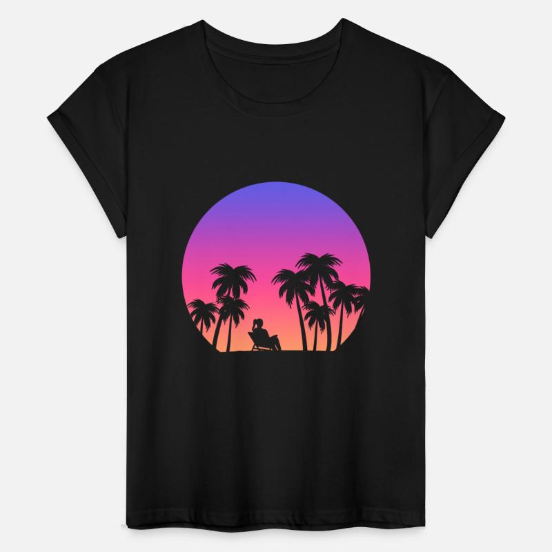 Synthwave Tropical Sunset Beach Lover
