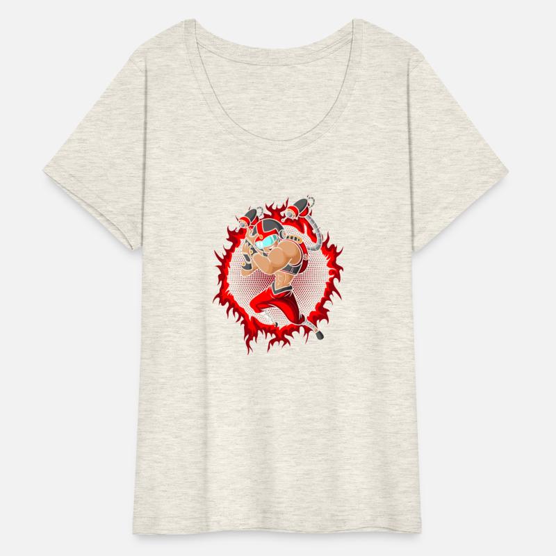 The Cyborg With Halftone Fire Background