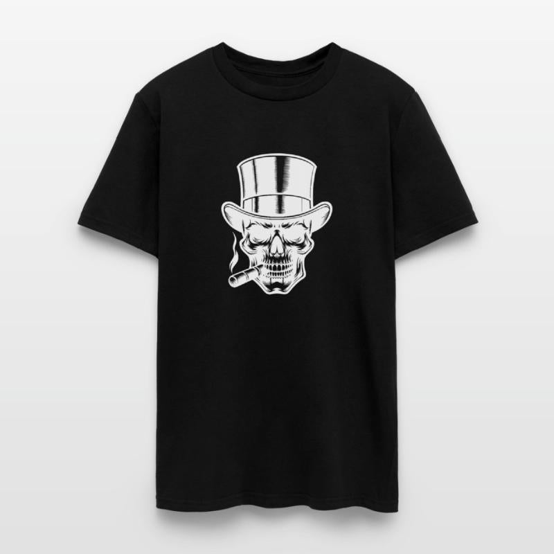 Top Hat Skull With Cigar Gangster Style