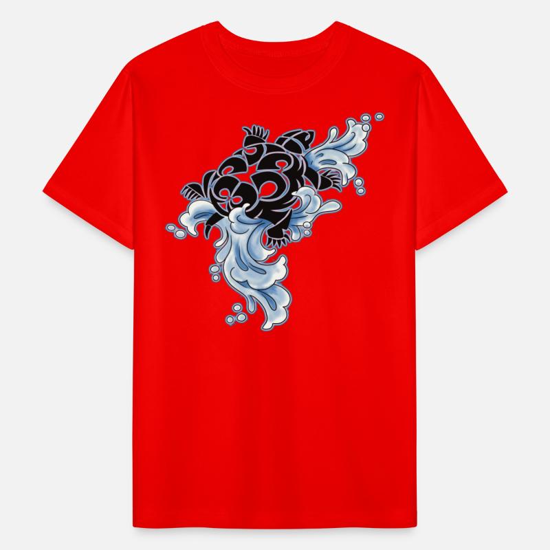 Tribal Turtle Riding Waves - Kids Shirt Designs